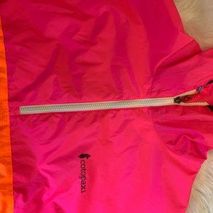 Cotopaxi rain jacket half zip pink green brown